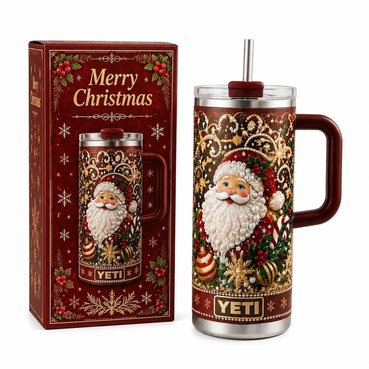 🎅 Luxury Christmas Santa 40oz Handle Tumbler