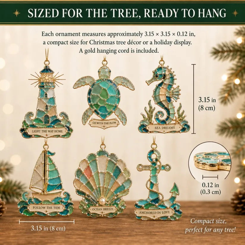 ⏳ Last Day 49% OFF – 🌊 Sea Glass Coastal Christmas Ornament Collection | 8 Ocean-Inspired Designs With Lighthouse, Turtle, Sailboat & More For Beach Lovers, Coastal Homes & Holiday Decor 🎄