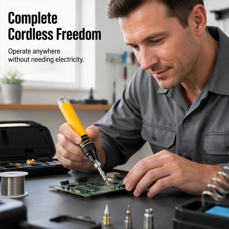 🛠️ 5-in-1 Cordless Butane Soldering Iron – No Outlet Needed