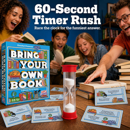 📚 Bring Your Own Book Party Game | 150 Hilarious Prompt Cards, 60-Second Timer & Endless Book Night Fun 🐱🎉