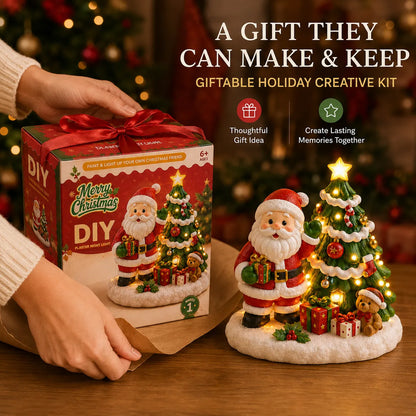 ⏳ Last Day 49% OFF – 🎨 Beginner-Friendly DIY Light-Up Santa & Christmas Tree Painting Kit | Complete Kit with Unpainted Plaster Scene, 6 Paints, 2 Brushes & Mixing Palette Included 💕
