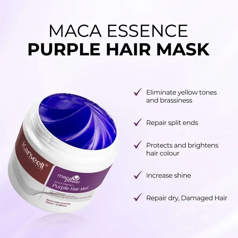 🔥HOT SALE🔥Karseell Purple Hair Mask ✨ Professional Neutralizes Brass & Yellow Tones For Blonde Silver Gray Highlighted Hair