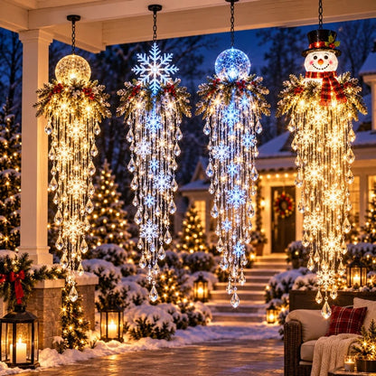 ❄️Crystal Cascade Christmas Snowflake LED Hanging Light✨