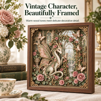 🐉 Vintage Victorian Garden Dragon 3D Framed Art