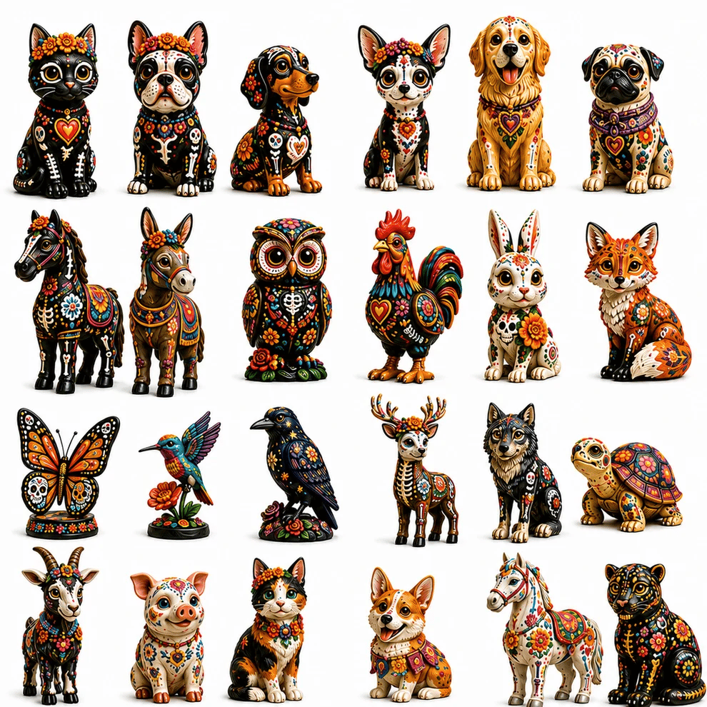 Día de Muertos Animals Advent Calendar 2026 – 24‑Day Folk Art Animal Figurine Collection | 24 Unique Collector‑Grade Miniatures
