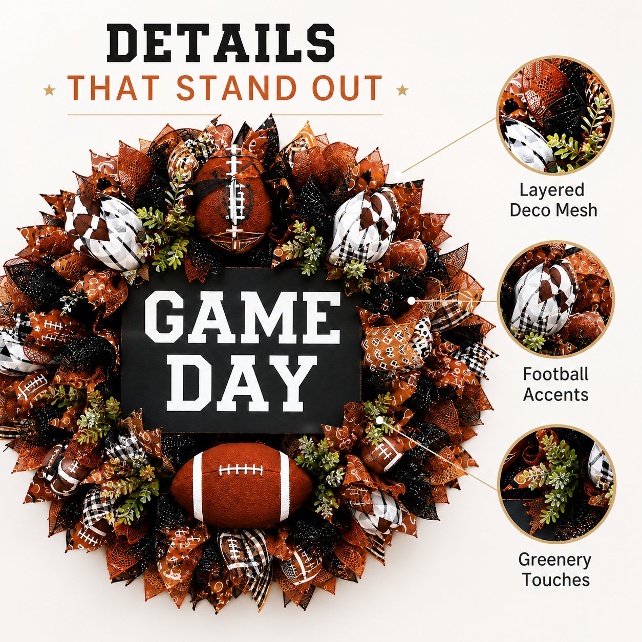 🏈 Handmade Style Football Wreath – Add Game Day Energy To Your Home