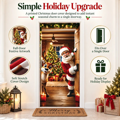 ⏰LAST DAY 50% OFF 🎅 🚪Santa & Reindeer Christmas Door Cover
