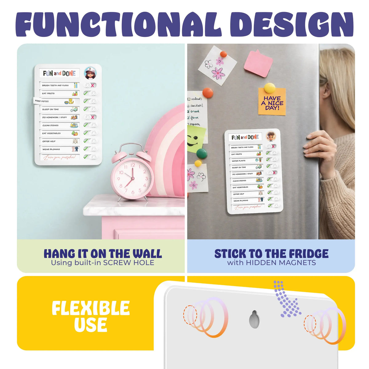 Magnetic Kids Daily Routine & Chore Chart – Visual Task Board with 120 Activity Cards, Stickers & Icons