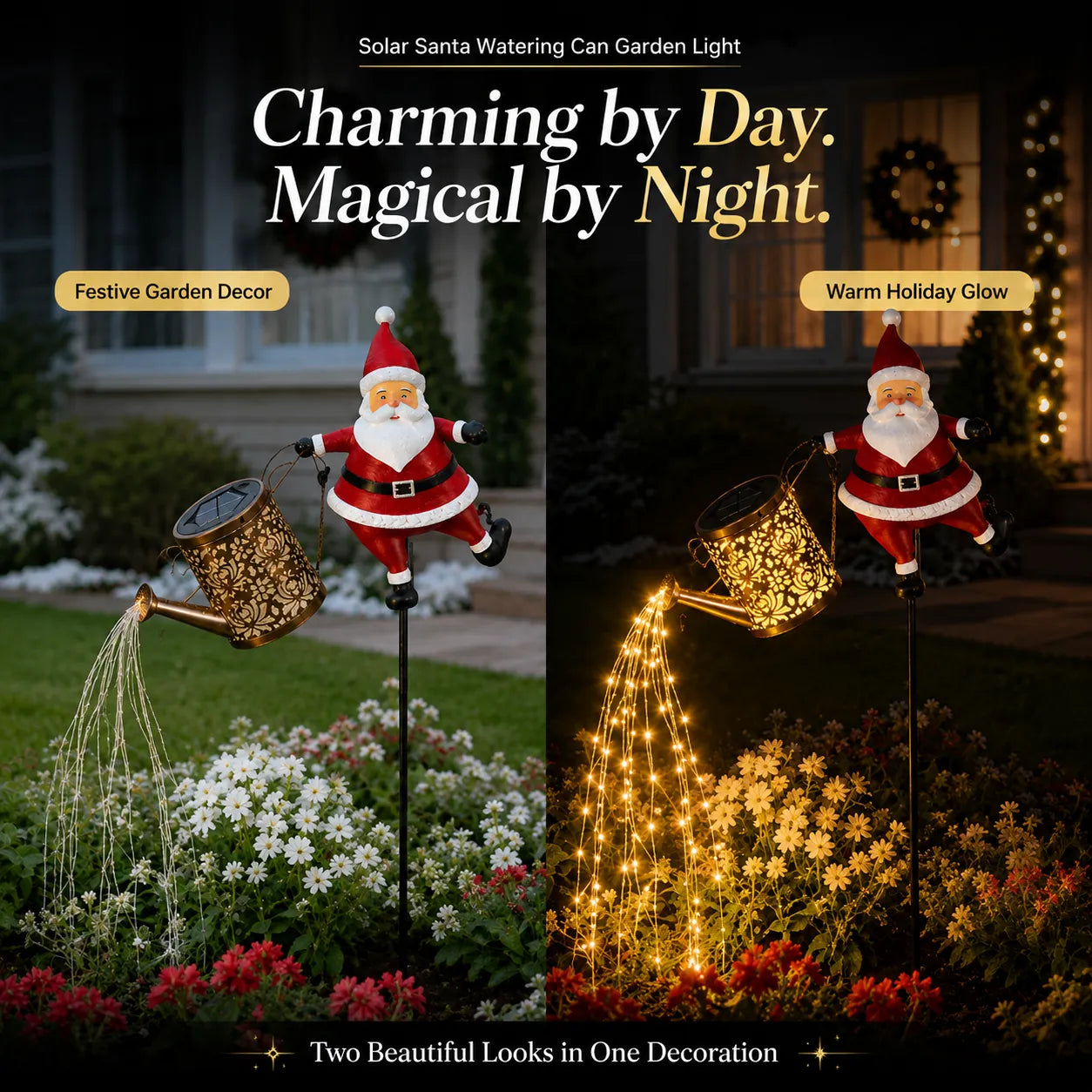 ⏳ Last Day 49% OFF – 🎅 Solar Santa Watering Can Christmas Garden Light | Cascading Warm LED Waterfall Effect, Solar-Powered Design & IP44 Outdoor Protection ✨