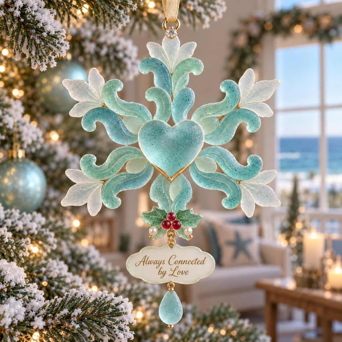 Coastal-style snowflake Christmas ornament