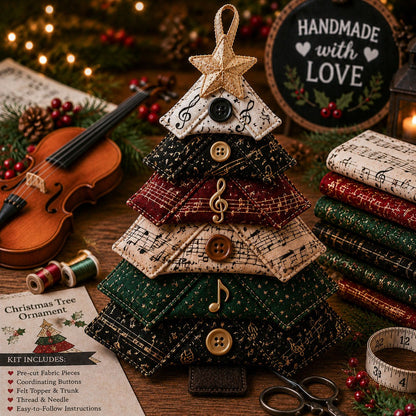 🎄 Layered Fabric Tree Ornament DIY Sewing Kit 🎁 Create A Cozy Handmade Fabric Tree Ornament  ✨