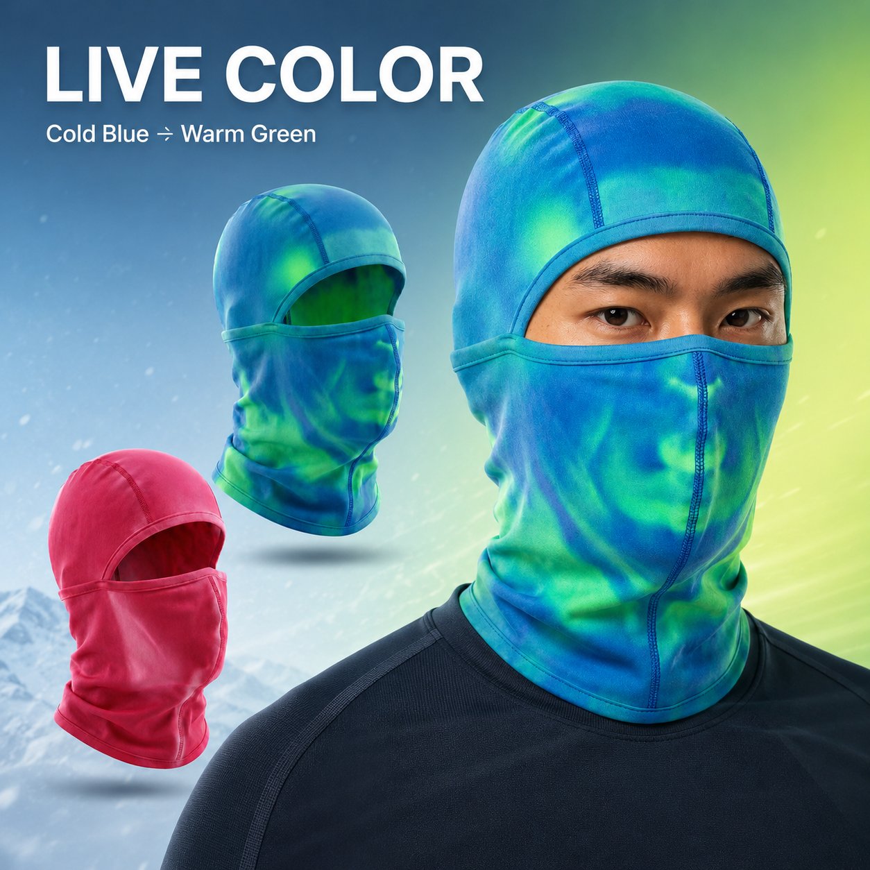 Outdoor Gradient Temperature-Sensitive Color-Changing Balaclava
