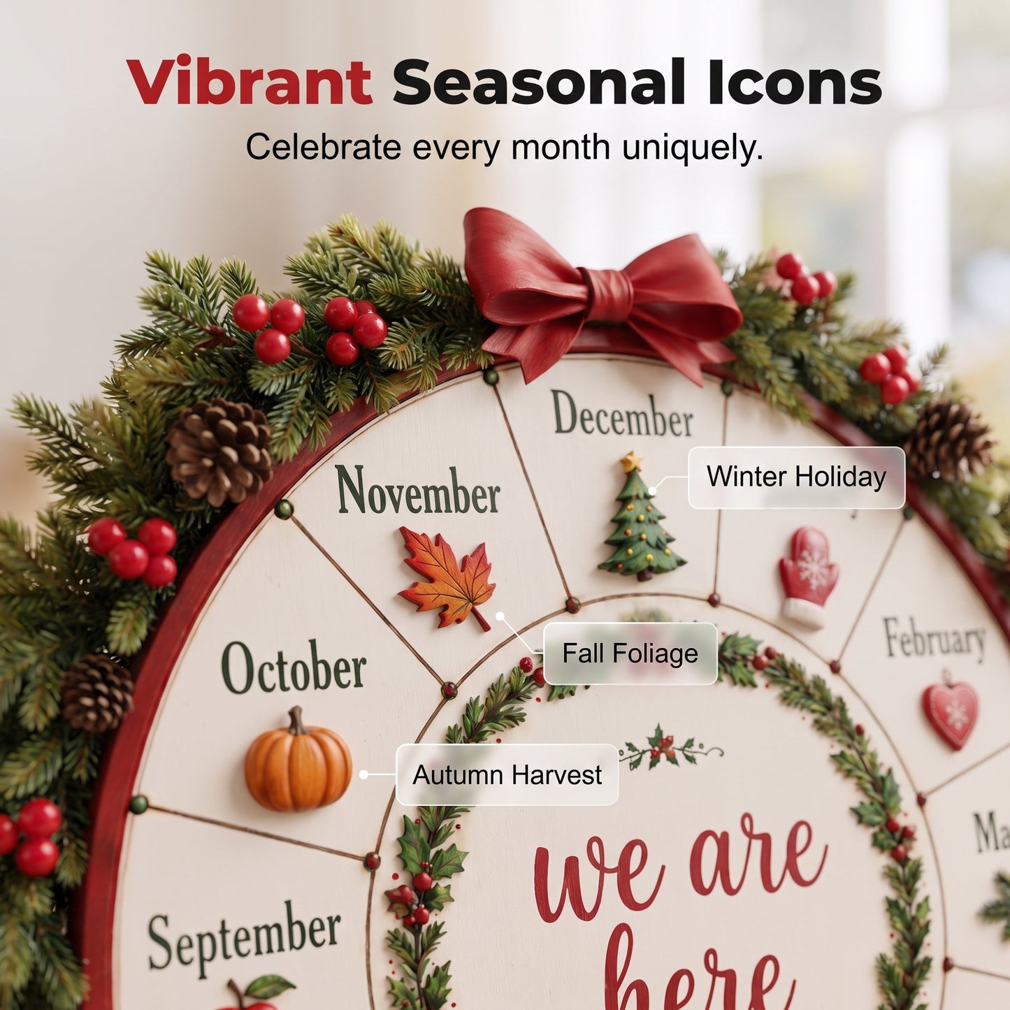 🔥HOT SALE🔥💥49% OFF 🎄 Wooden Monthly Countdown Wheel