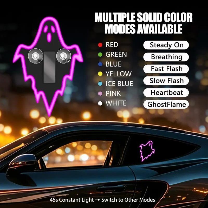 🔥LAST DAY 50% OFF - 🎃 Halloween Solar LED Multi-Shape Neon Light – Wireless Car & Room Decor