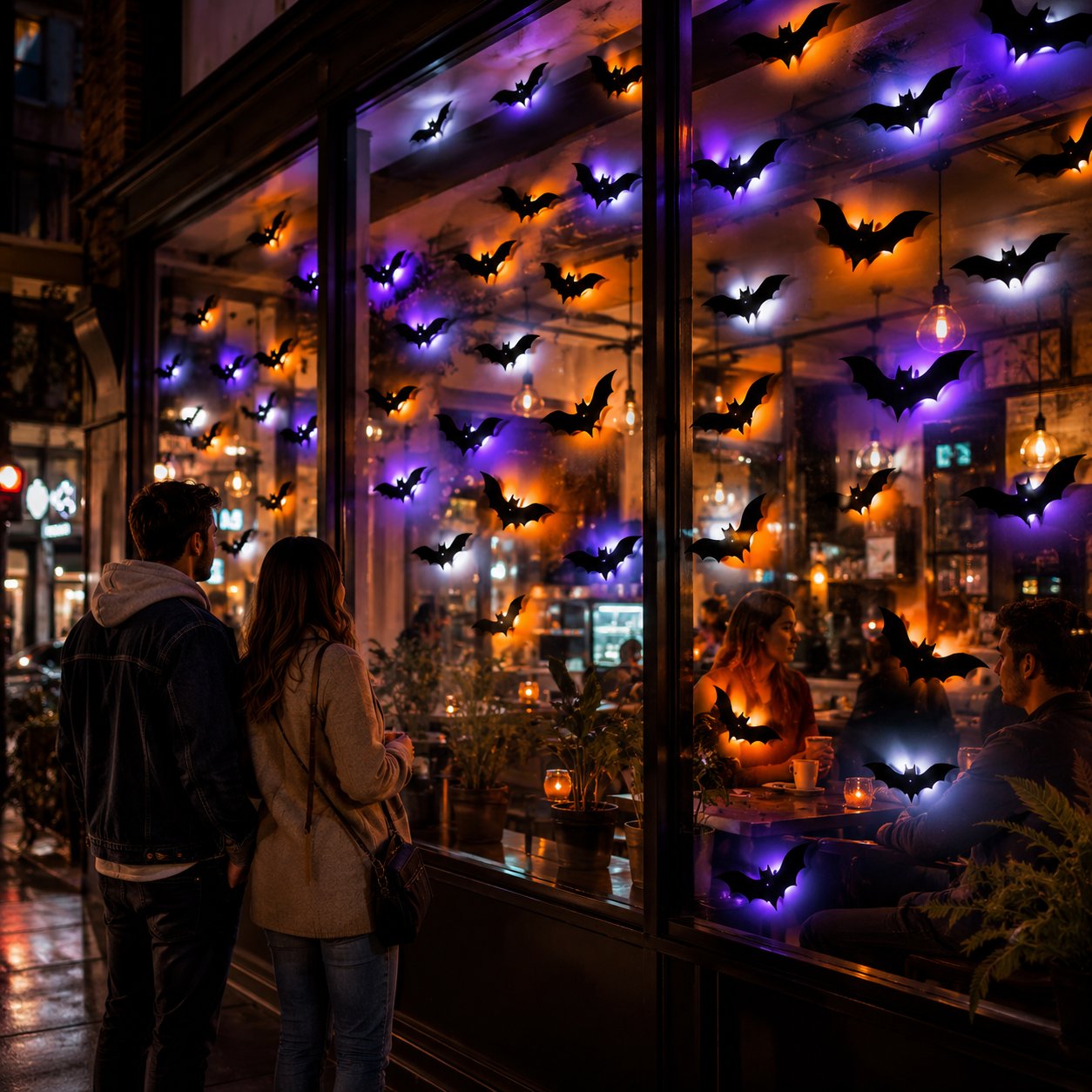 LED Bat Swarm Silhouette Lights, Transform Your Wall Into A Halloween Haunt