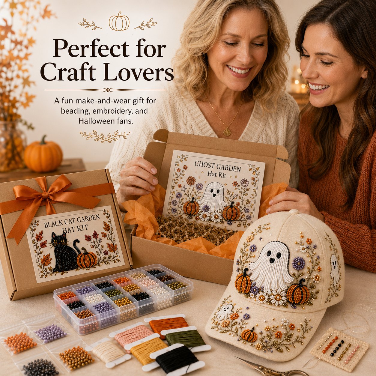 Halloween Beaded Embroidery Hat DIY Kit