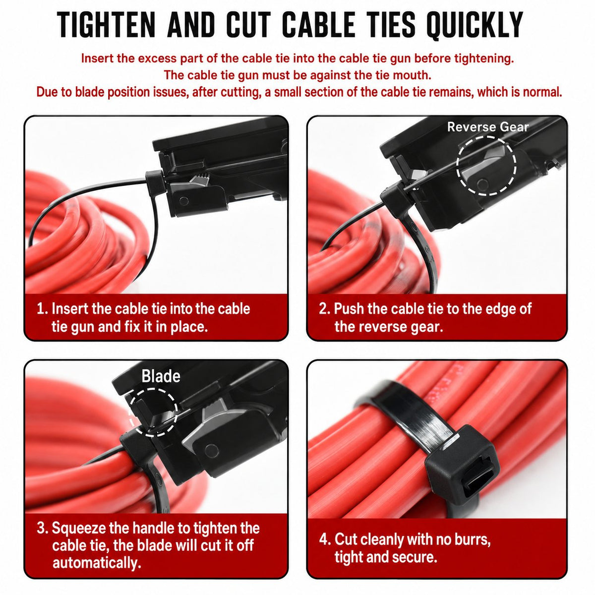 Nylon Cable Tie Tensioning Tool - Adjustable Zip Tie Tightener & Cutter