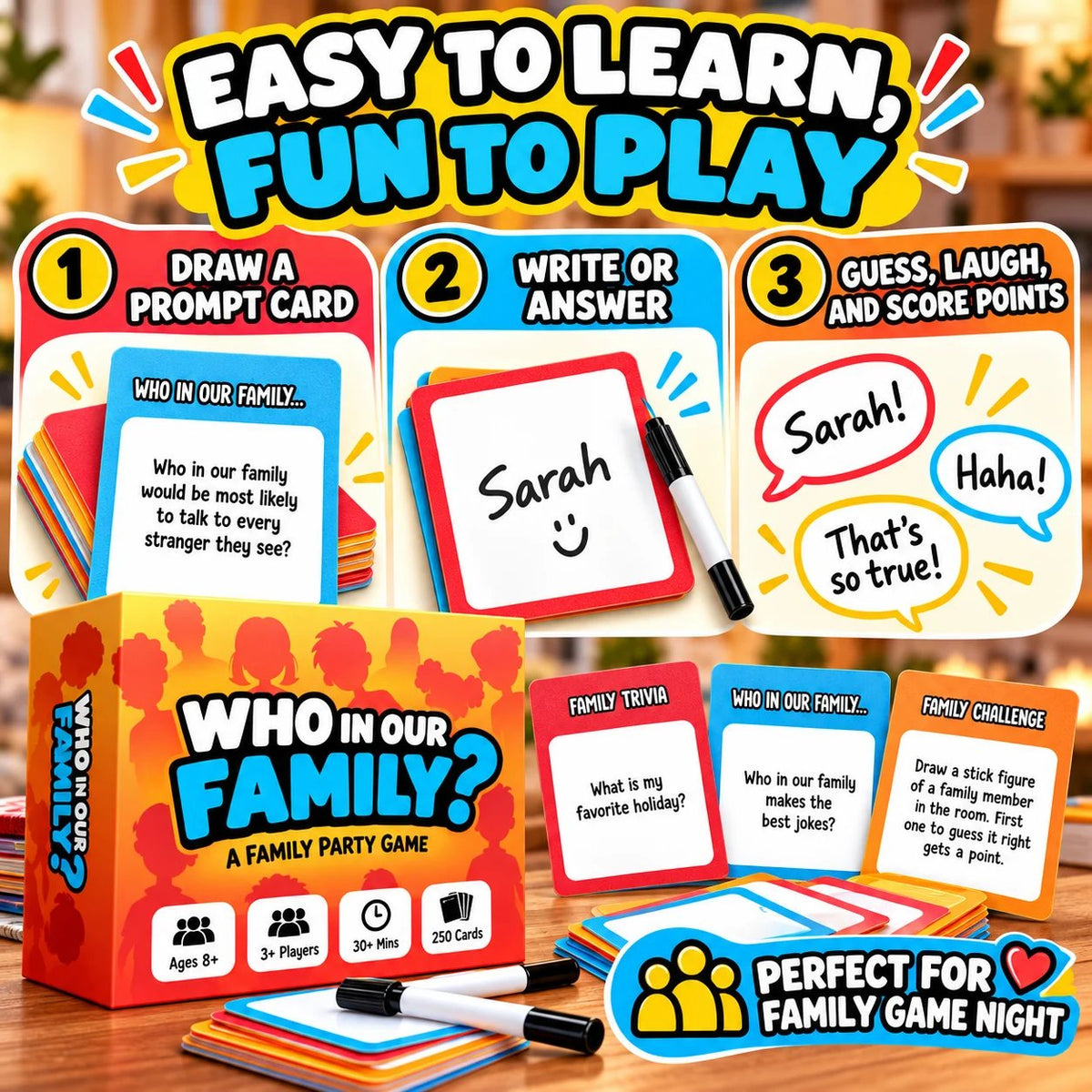 😂 50% OFF Today! Who In Our Family? Hilarious Party Game for Family Game Night