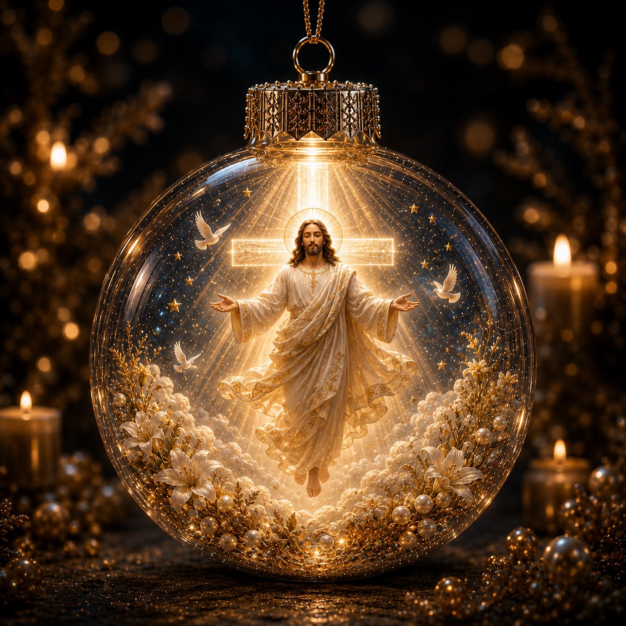 ⏳ Last Day 49% OFF – ✝️ Illuminated 3D Christian Faith Ornament Collection | Clear Globe with Sacred Figures, Warm Golden Glow & 8 Meaningful Designs ✨