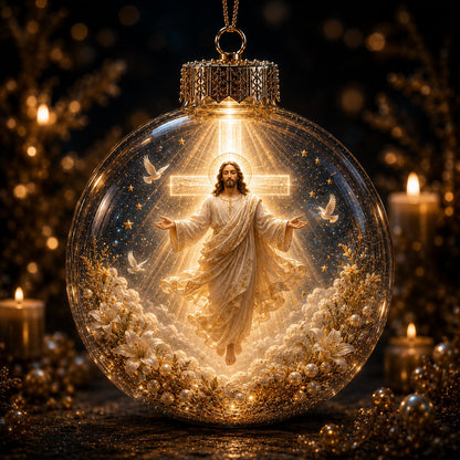 ⏳ Last Day 49% OFF – ✝️ Illuminated 3D Christian Faith Ornament Collection | Clear Globe with Sacred Figures, Warm Golden Glow & 8 Meaningful Designs ✨