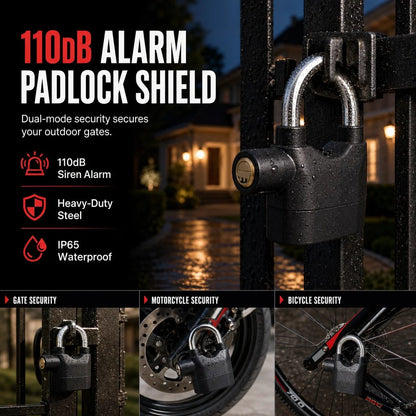 🚨Heavy-Duty Alarm Security Lock – Aluminum Alloy Anti-Theft Protection for Gates, Bikes & Storage