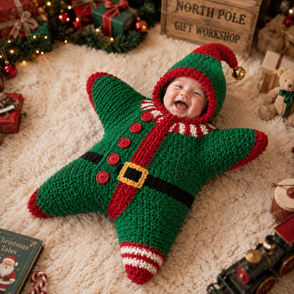 ⏳ Last Day 49% OFF – 🎅 Baby’s First Christmas Keepsake Star Outfit | One Size Fits Most Babies, Soft Knitted Santa Cocoon with Front Button Opening for Holiday Photos ✨