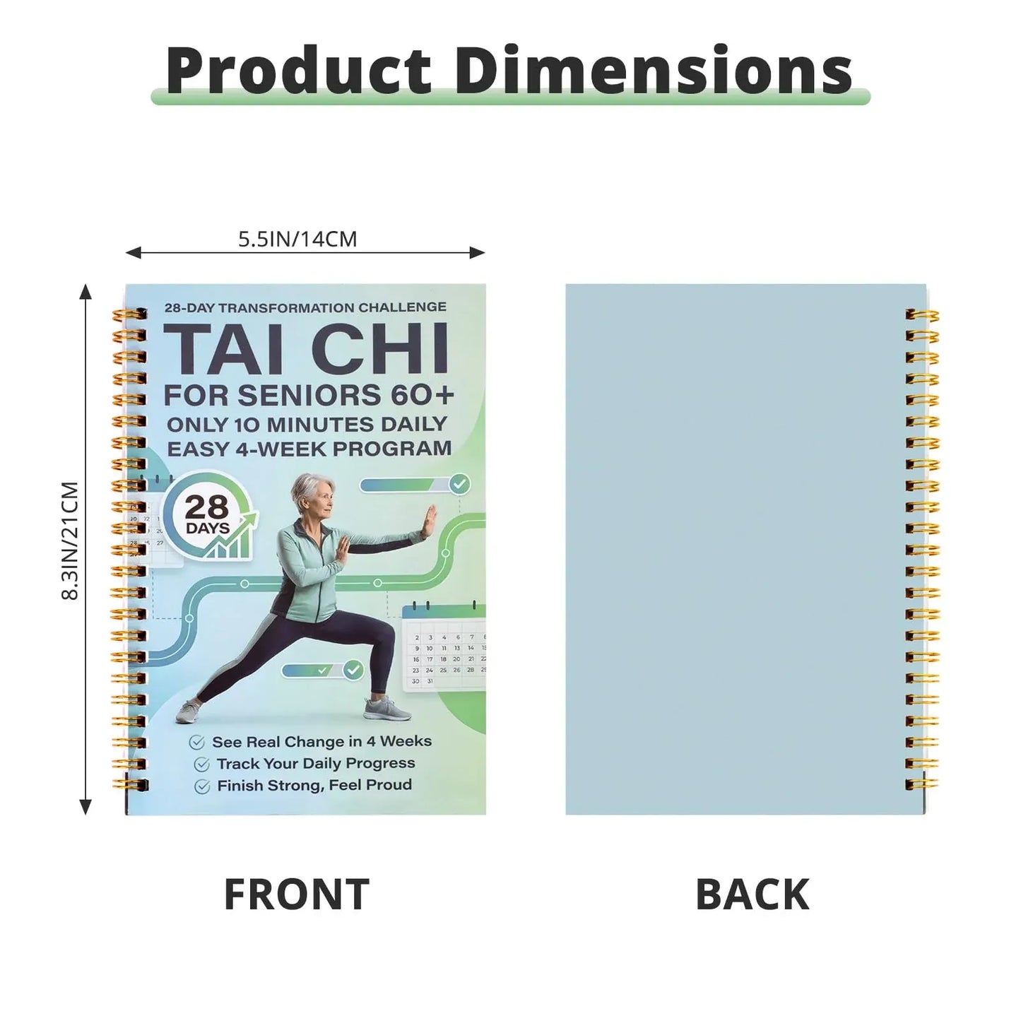 🔥🎁🔥Tai Chi Walking for Seniors, Spiral Bound 28 Day Morning Plan
