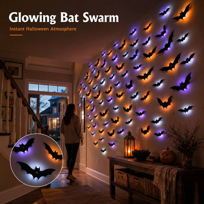 LED Bat Swarm Silhouette Lights, Transform Your Wall Into A Halloween Haunt