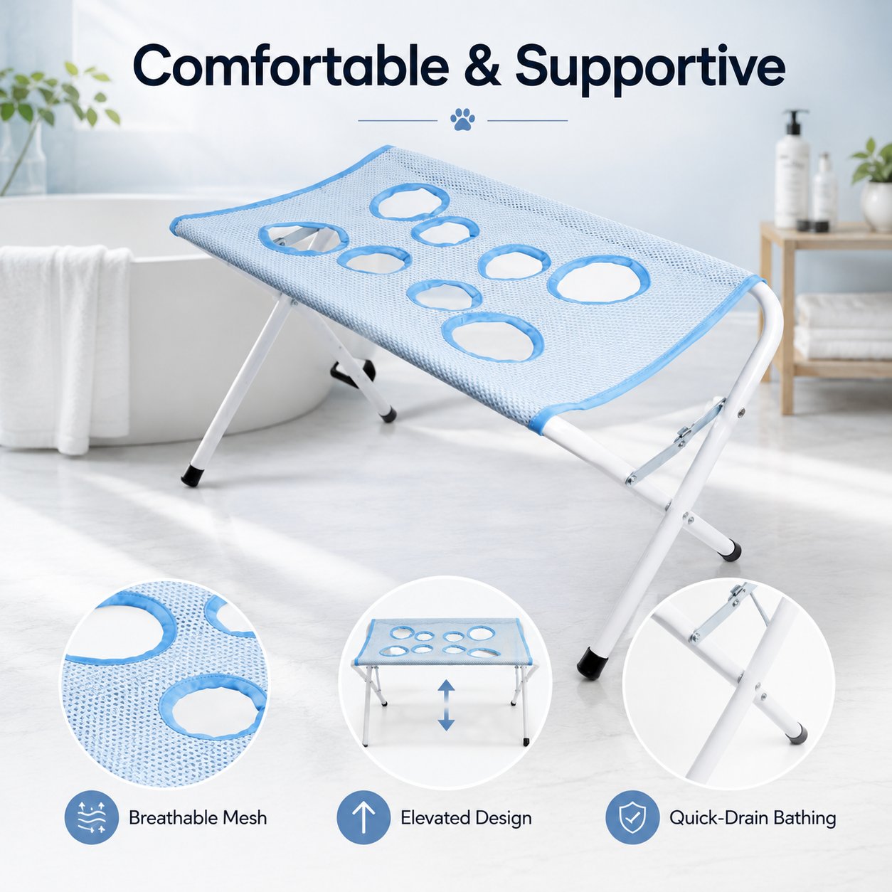 🐾 Limited-Time 49% OFF – Foldable Pet Bathing Support Stand for Cats & Small Dogs