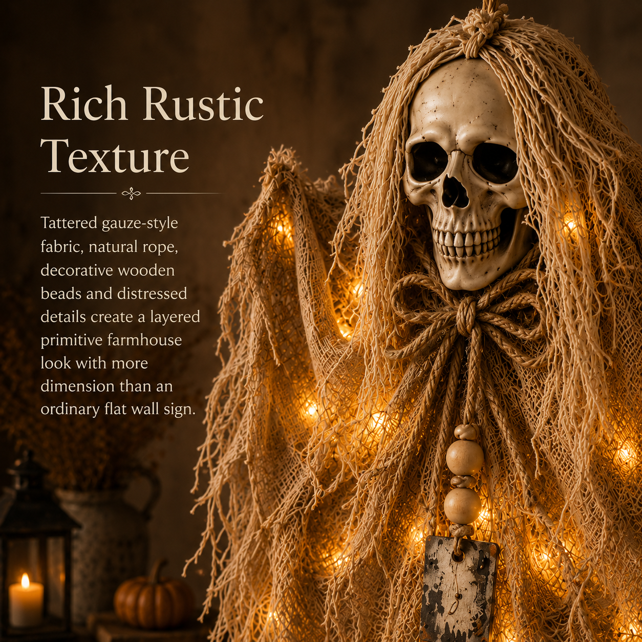 Lighted Winged Skeleton Ghost Halloween Décor