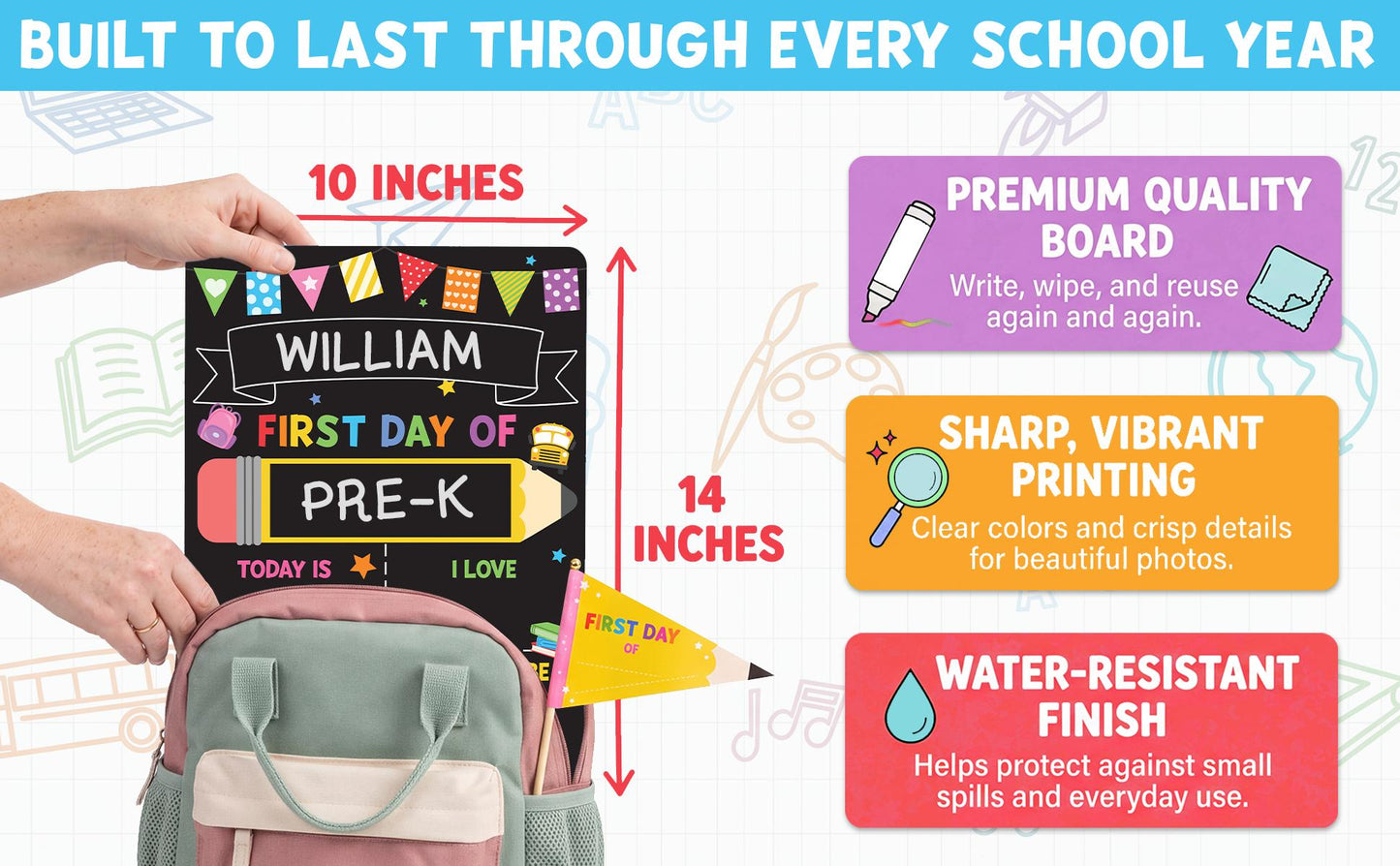 First & Last Day School Sign – Double-Sided Chalkboard for Every Milestone