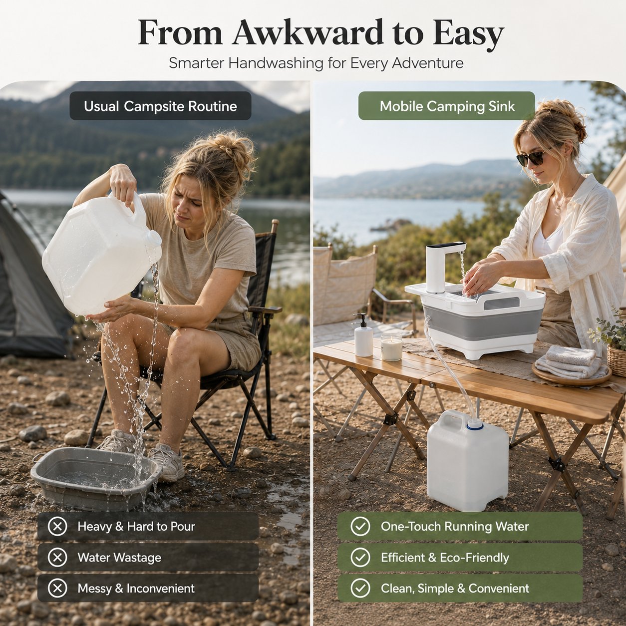 🏕️ Portable Camping Sink – Rechargeable Pump Outdoor Wash Station 💧