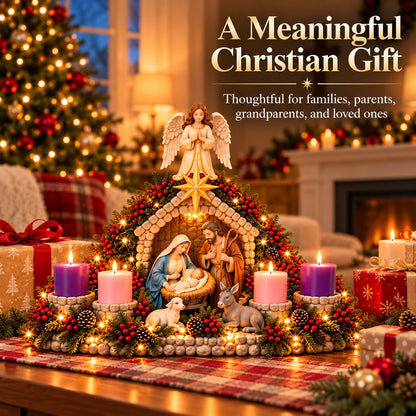 Nativity Christmas Candle Centerpiece