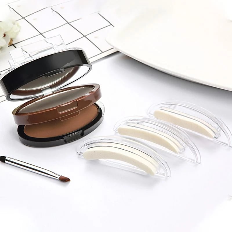 💄 Tampon Sourcils Ajustable – Poudre Bi-couleur – Waterproof & Tenue 24h for Maquillage