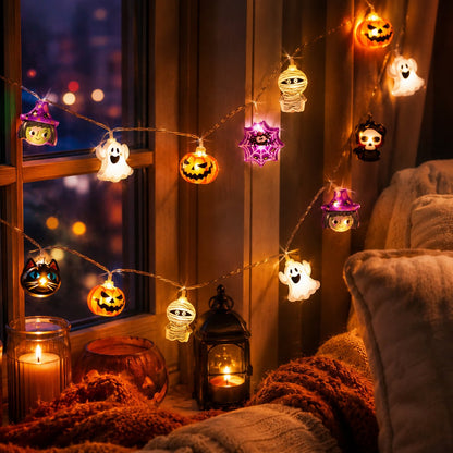 🎃 Halloween Decor Sale 49% OFF – USB Pumpkin, Witch & Ghost LED String Lights