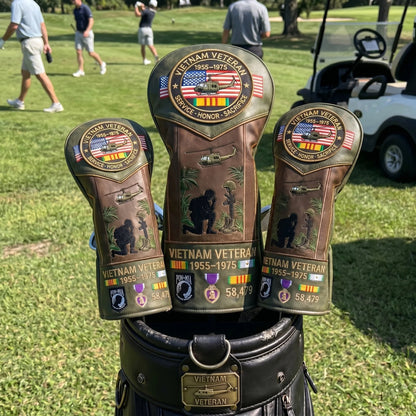 ⛳️Vietnam Veteran Tribute Elite Leather Golf Head Cover -1955-1975 Service Tribute