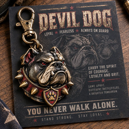 🐶 Devil Dog Guardian 3D-Style Metal Keychain – 50% OFF