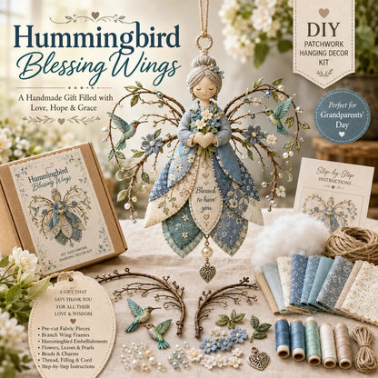 🐦 Beginner-Friendly DIY Hummingbird Blessing Wings Patchwork Hanging Kit | Complete Kit with Pre-Cut Fabrics, Decorative Accents & Step-by-Step Guide Included 💕