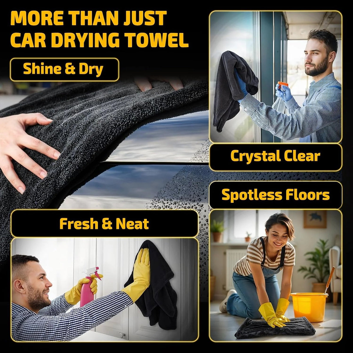 ✨ 1200 GSM Microfiber Car Drying Towels– 2-Pack
