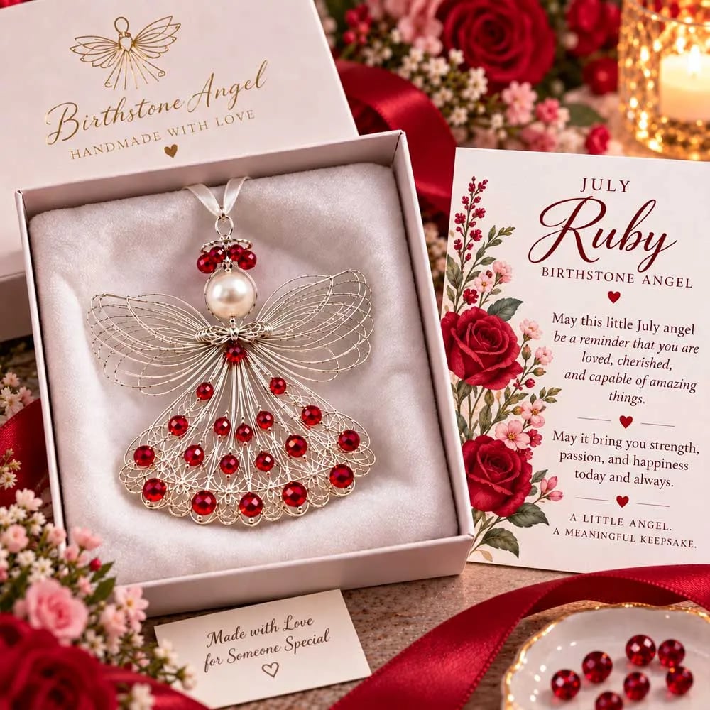 👼 Birthstone Angel Wire Ornament | 12 Month Keepsake Colors