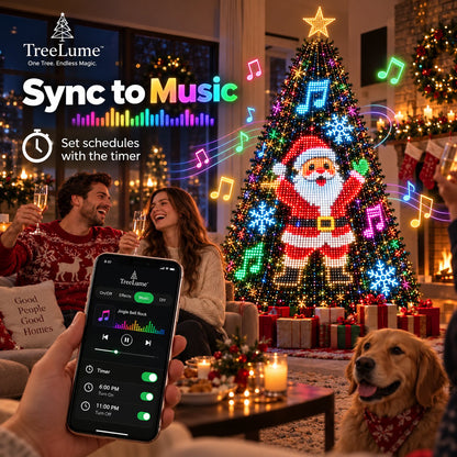 Smart App-Controlled Pixel Christmas Tree Lights, 134 Dynamic Animations & Music Sync LED Lights for Xmas Tree Decoration