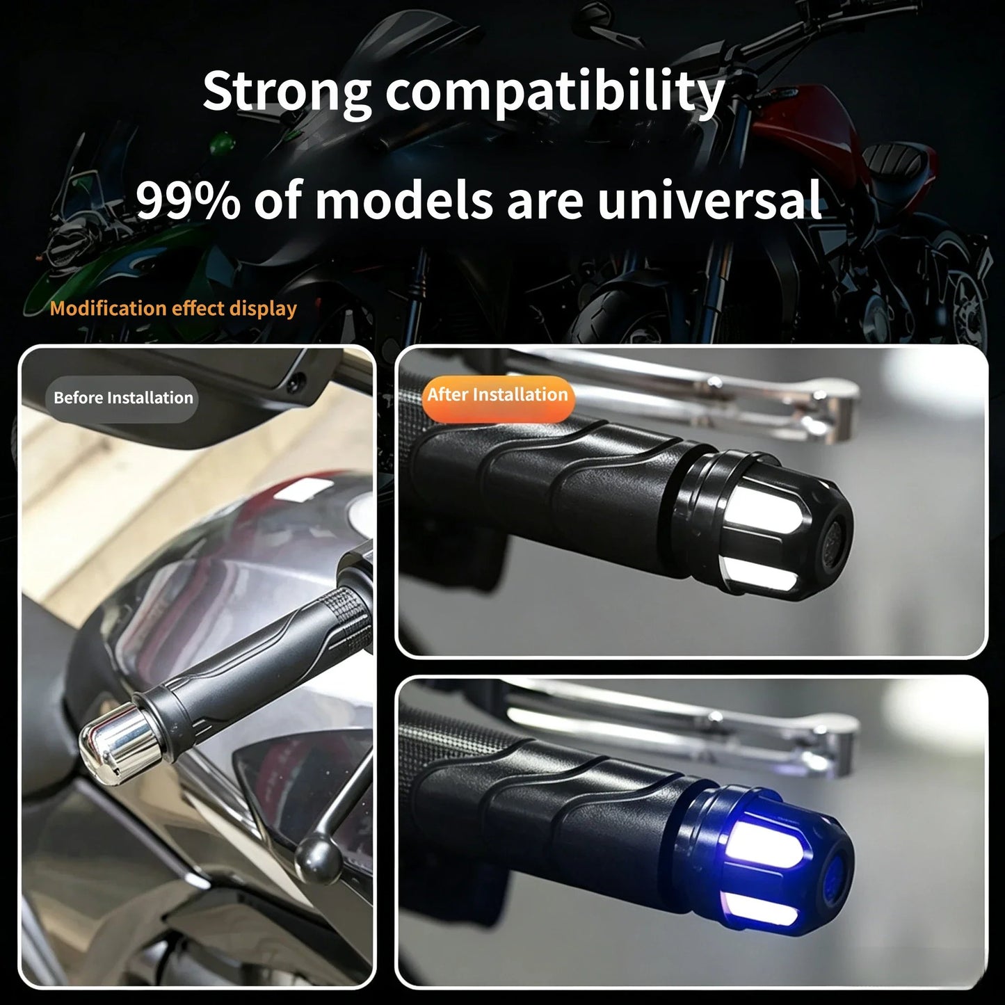 🎉⚡ LED Motorcycle Bar End Turn Signals – 4 Colors, Universal Fit 99% of Models⚡
