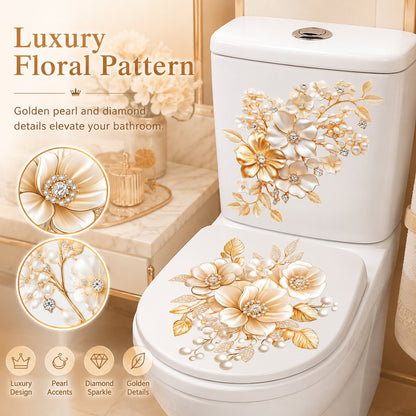 🌼Luxury Golden Flower Toilet Sticker