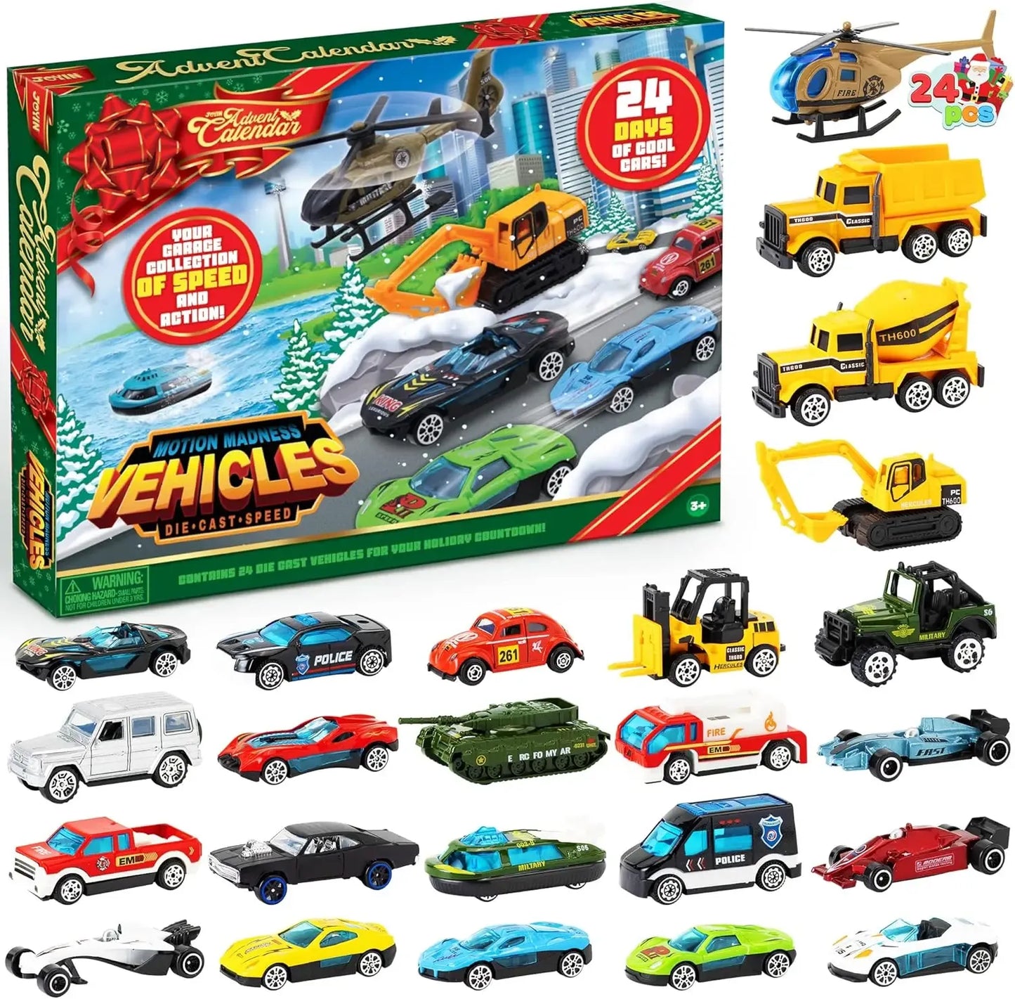 🎅 2026 Christmas Advent Calendar 24 Diecast Cars Set 🚗✨
