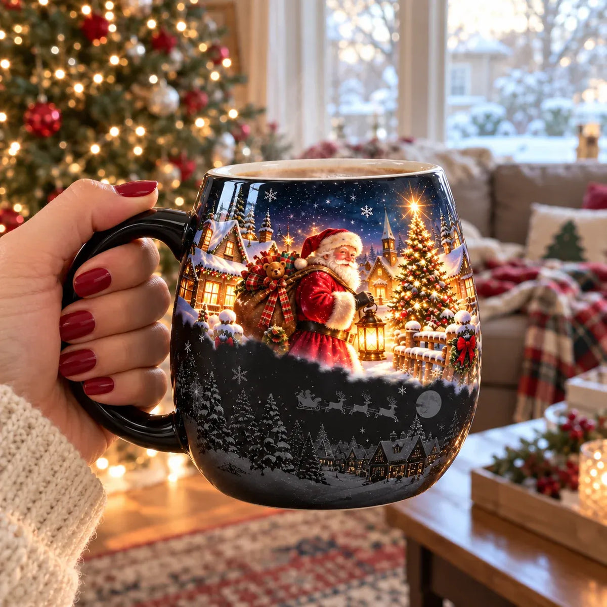 ⏳ Last Day 49% OFF – 🎄Christmas Magic Heat-Reveal Mug | 350 mL Color-Changing Santa Village Cup ☕