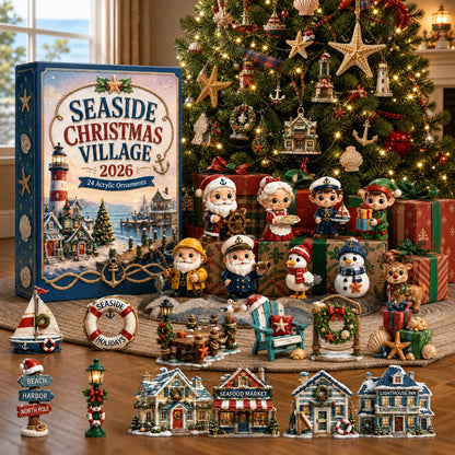 CHRISTMAS KICKOFF 50% OFF - Seaside Christmas Village Advent Calendar 2026 - 24-Day Festive Countdown, Acrylic Charms Blind Box