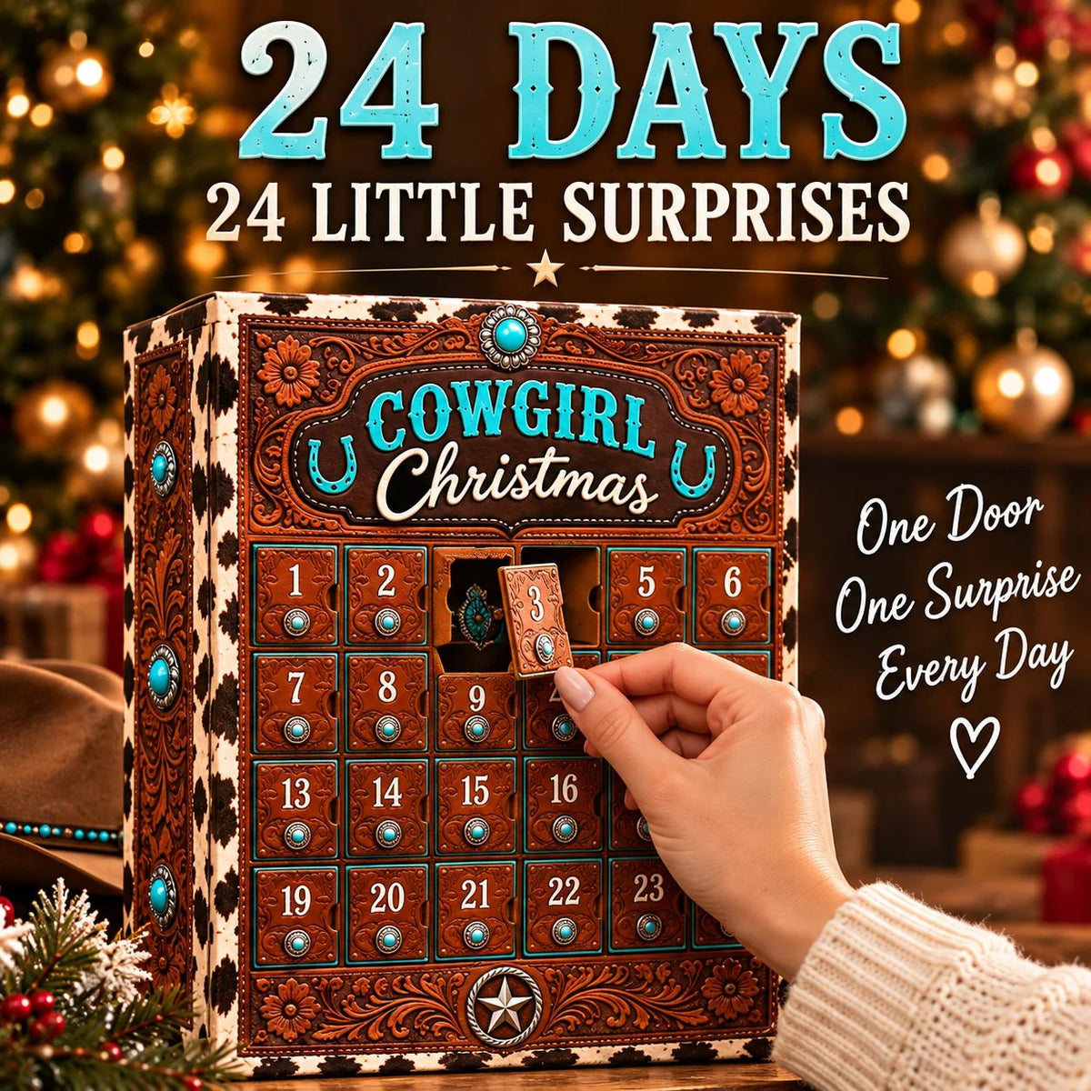 🤠 24-Day Cowgirl Christmas Countdown Calendar