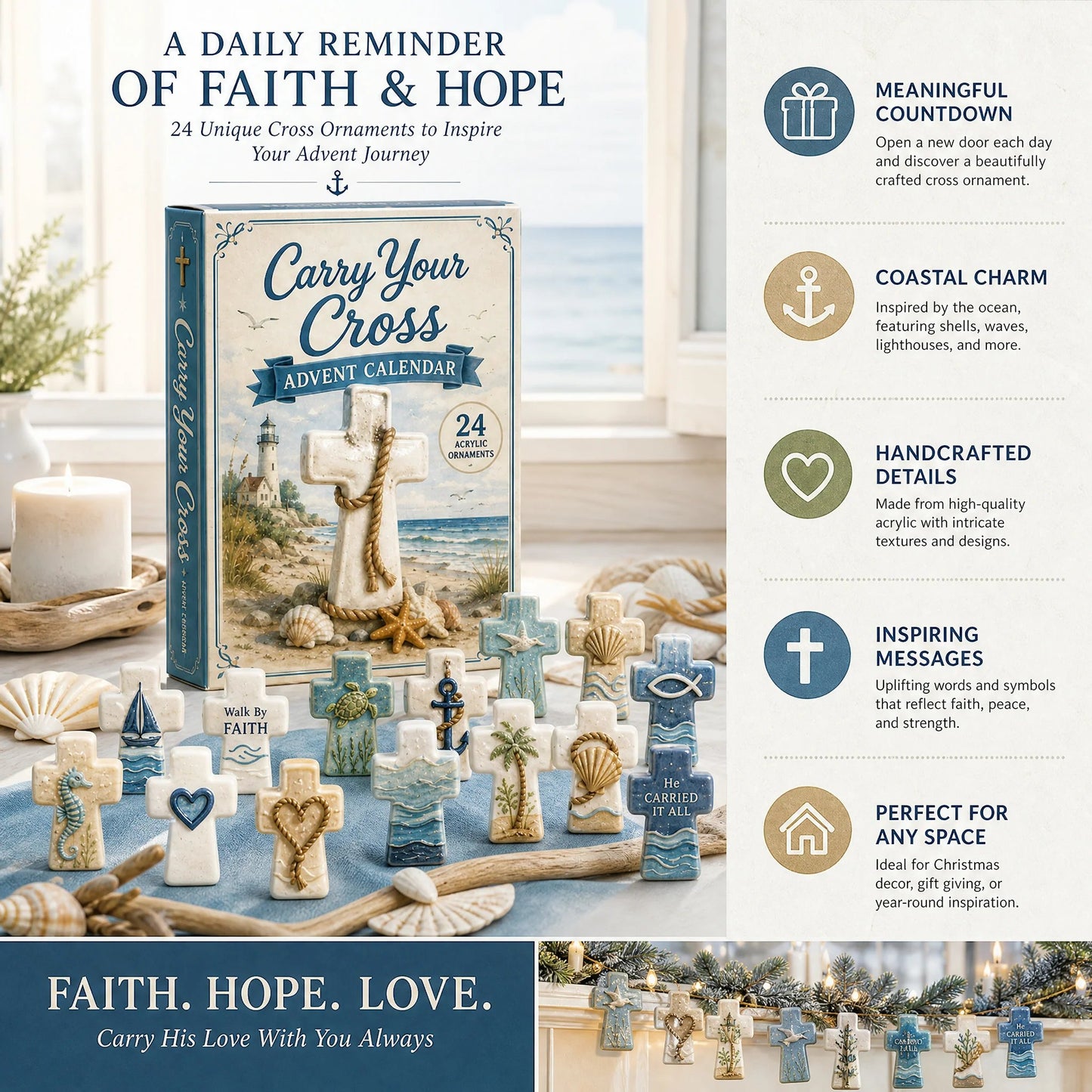Faith Crosses Advent Calendar 2026 – 24 Acrylic Charm Surprises