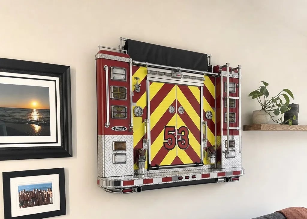 3D Fire Truck Tail Wall Light – Remote-Controlled LED Décor