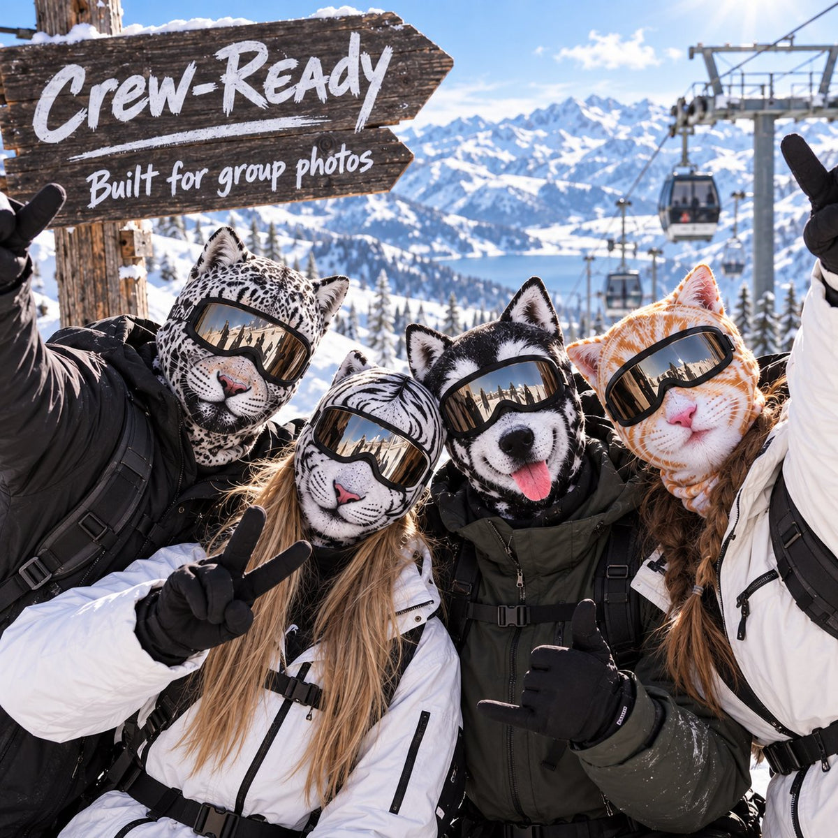 Animal Ski Balaclava – Warm Windproof Snowboard Face Cover with Snow Leopard, Tiger, Tabby & Husky Styles